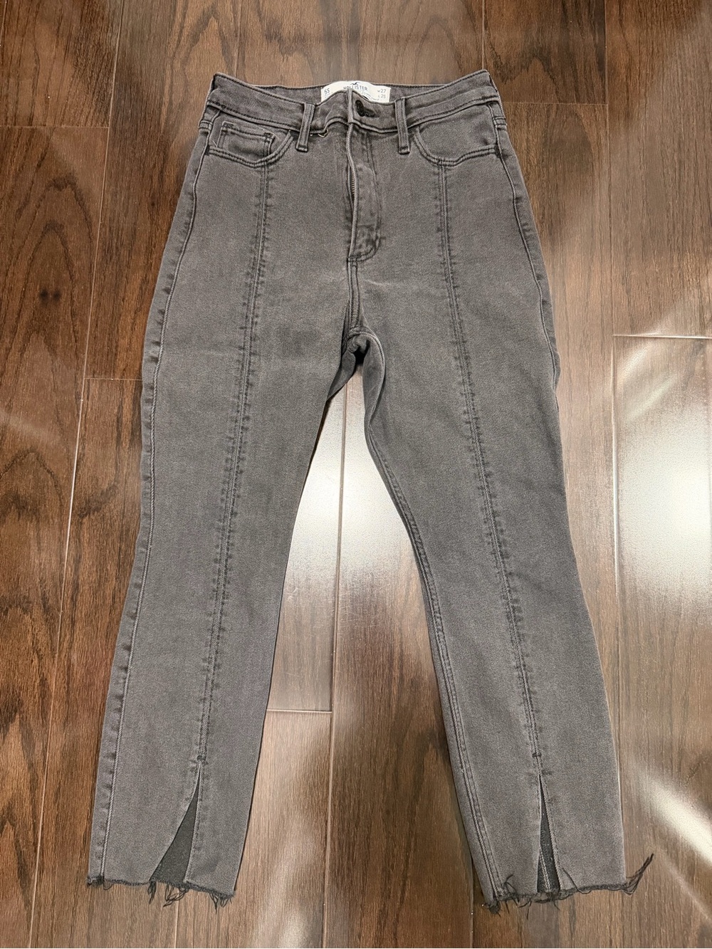 High-Rise Gray Split-Hem Women's Jeans